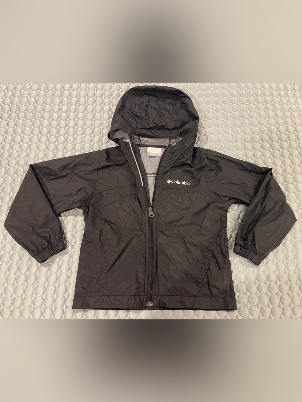 Columbia Jacket Sz XXS 4/5 Lightweight Hooded Nylon Windbreaker Zip Rain Jacket